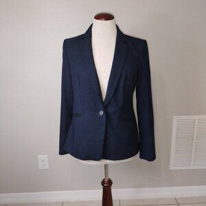 Ann Taylor Navy Blue Wool-Blend Fitted Blazer – Size 4 – Gently Worn